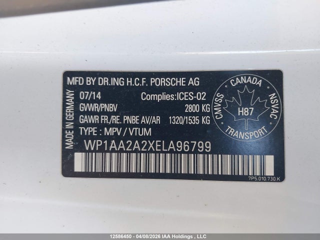 Porsche Cayenne 2014 WP1AA2A2XELA96799 Image 9
