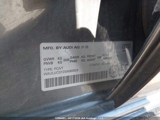 Продажа на аукционе авто 2025 Audi A3 40 Progressiv, vin: WAULUCGY2SA082628, номер лота: 12586451