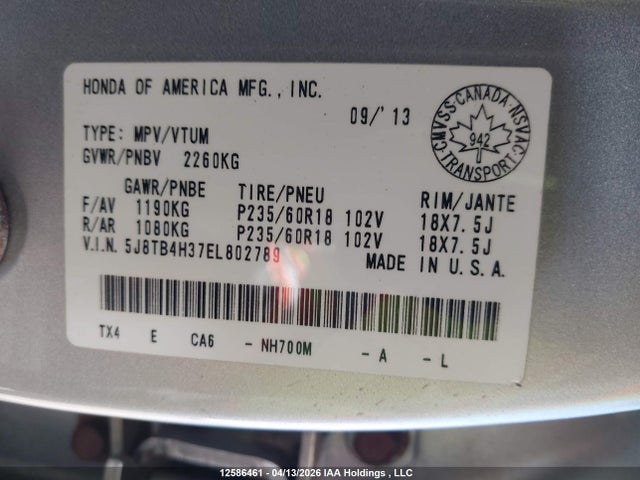 5J8TB4H37EL802789 Acura RDX