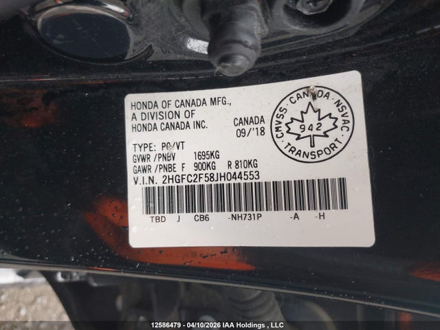 2018 Honda Civic Lx მანქანა იყიდება აუქციონზე, vin: 2HGFC2F58JH044553, აუქციონის ნომერი: 12586479