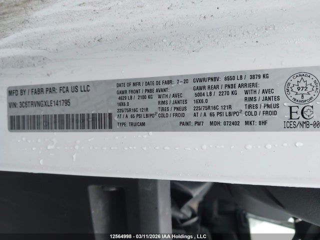 3C6TRVNGXLE141795 RAM Promaster 1500 Low Roof 118 In. Wb