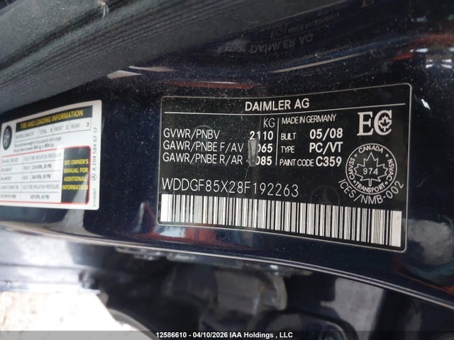 12586610 :رقم المزاد ، WDDGF85X28F192263 vin ، 2008 Mercedes-benz C-class مزاد بيع