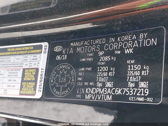 Продажа на аукционе авто 2019 Kia Sportage Lx, vin: KNDPM3AC6K7537219, номер лота: 12565046