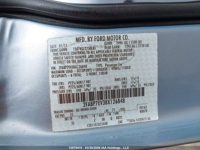 Продаж на аукціоні авто 2011 Ford Crown Victoria Lx, vin: 2FABP7EV3BX126848, номер лоту: 12575418