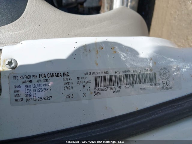 2C4RDGBG2GR139576 Dodge Grand Caravan Se/sxt