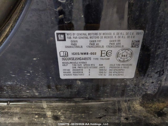Продажа на аукционе авто 2017 Chevrolet Silverado 1500 2lz, vin: 3GCUKSEJ5HG448976, номер лота: 12586776