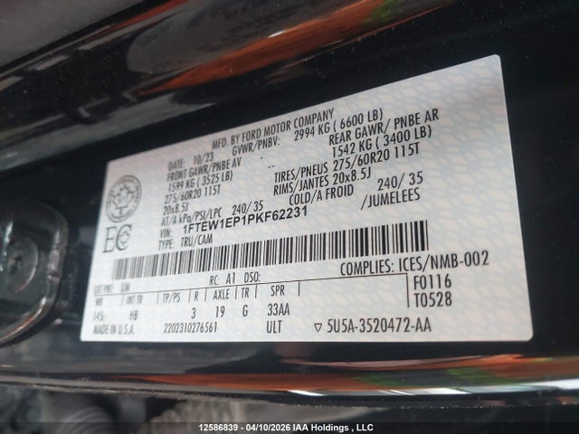 Ford F-150 Lariat 2023 1FTEW1EP1PKF62231 Image 9