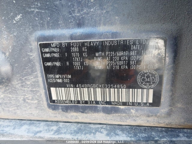 4S4BRGBCXE3254850 Subaru Outback 2.5i Premium