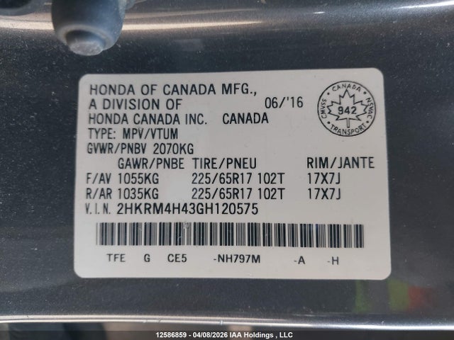 2HKRM4H43GH120575 Honda CR-V SE