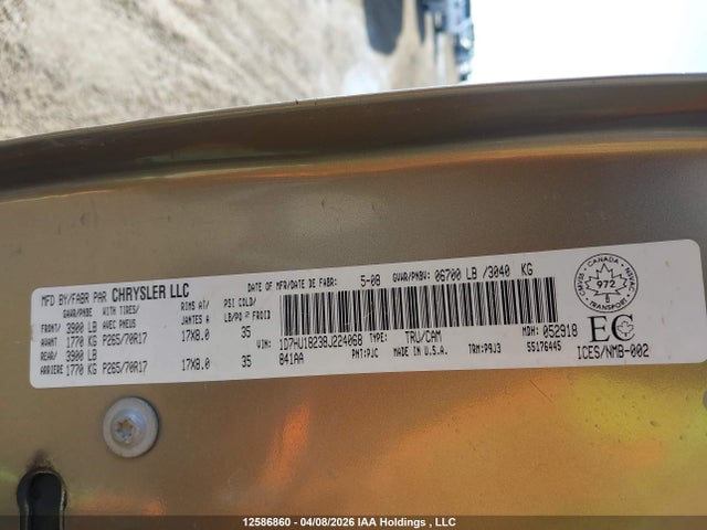 12586860 :رقم المزاد ، 1D7HU18238J224068 vin ، 2008 Dodge Ram 1500 St/slt مزاد بيع