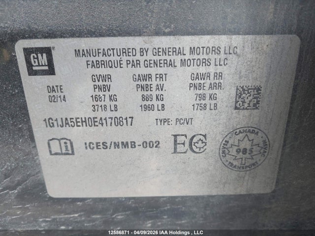 1G1JA5EH0E4170817 Chevrolet SONIC LS