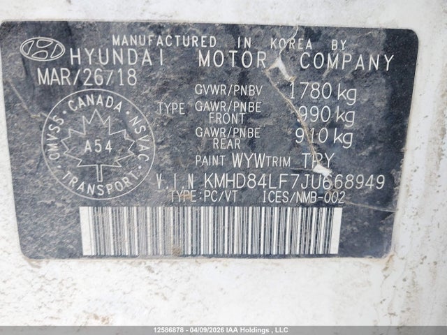 KMHD84LF7JU668949 Hyundai ELANTRA GL