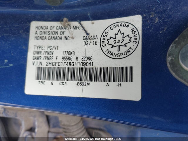 2HGFC1F48GH109041 Honda CIVIC EX