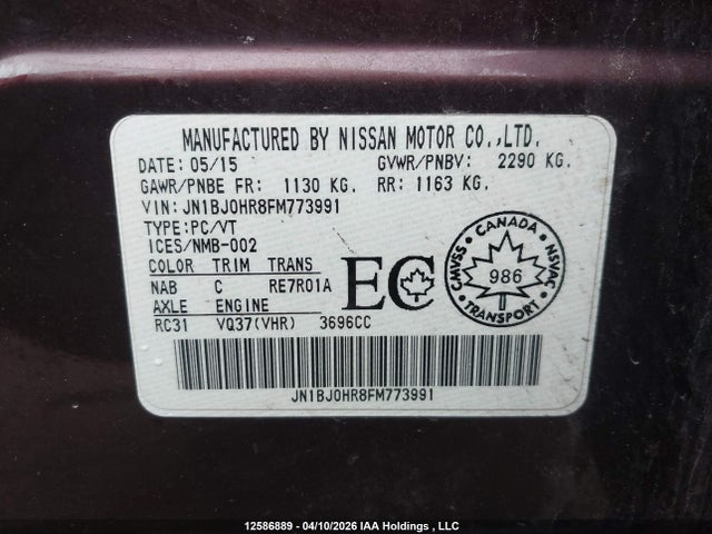 JN1BJ0HR8FM773991 Infiniti QX50