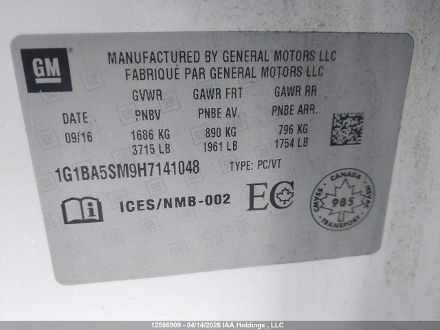 1G1BA5SM9H7141048 Chevrolet Cruze L