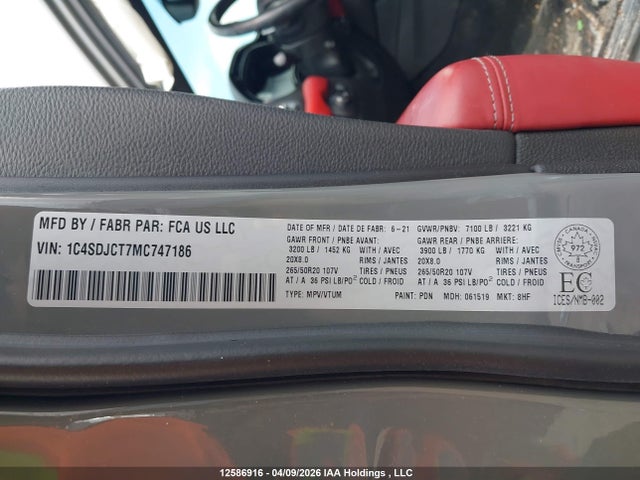Dodge Durango 2021 1C4SDJCT7MC747186 Image 9