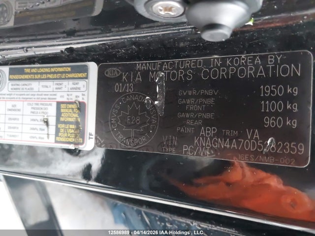 Aukcja sprzedaży 2013 Kia Optima Ex, vin: KNAGN4A70D5382359, numer aukcji: 12586989