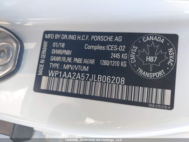 Продажа на аукционе авто 2018 Porsche Macan Sport Edition, vin: WP1AA2A57JLB06208, номер лота: 12586996