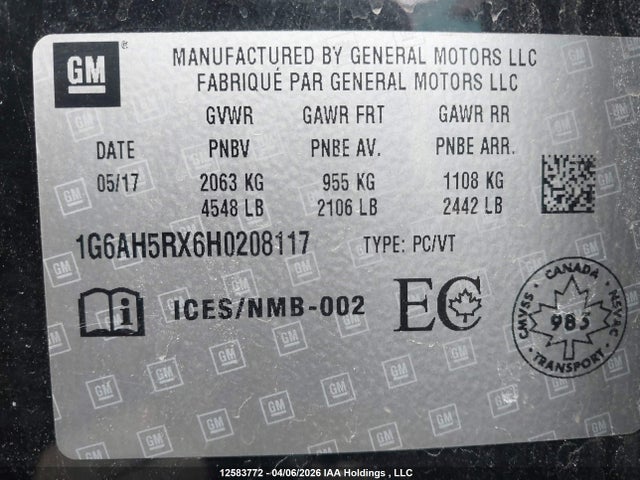 1G6AH5RX6H0208117 Cadillac Ats Turbo Luxury
