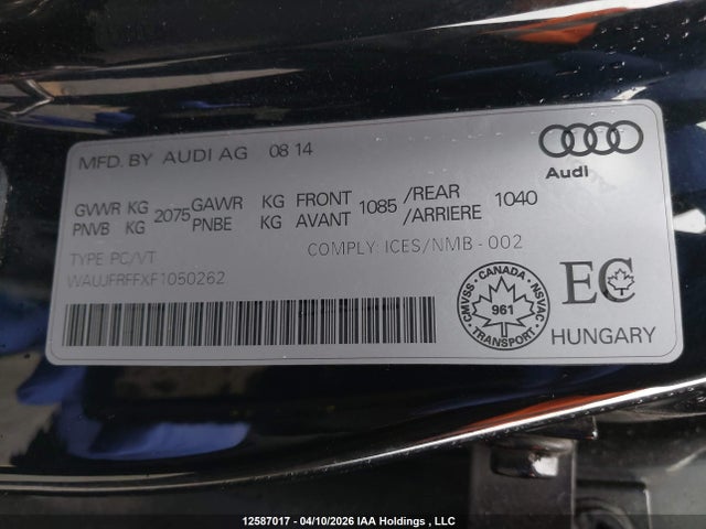 Продаж на аукціоні авто 2015 Audi A3, vin: WAUJFRFFXF1050262, номер лоту: 12587017