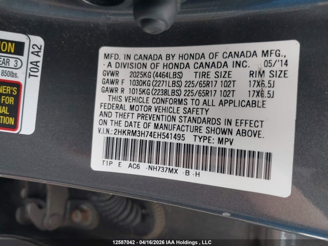 2HKRM3H74EH541495 Honda CR-V EXL
