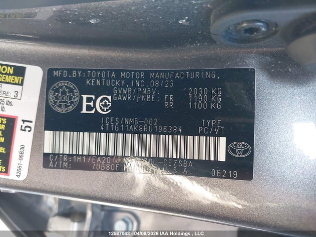 4T1G11AK8RU196384 Toyota Camry Se Night Shade/se