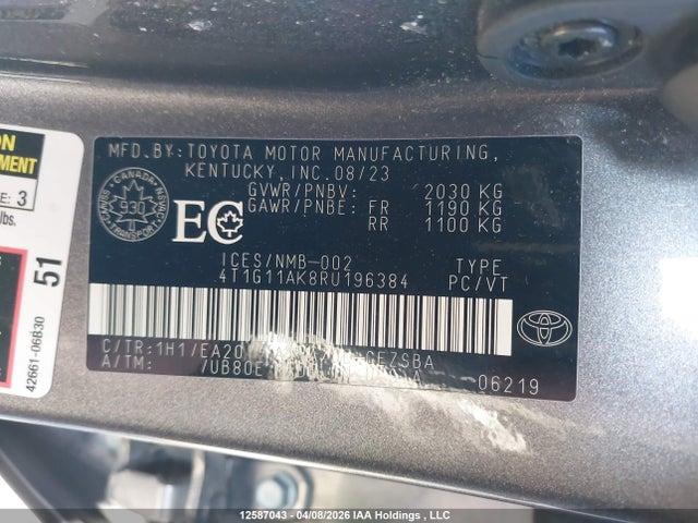 4T1G11AK8RU196384 Toyota Camry Se Night Shade/se