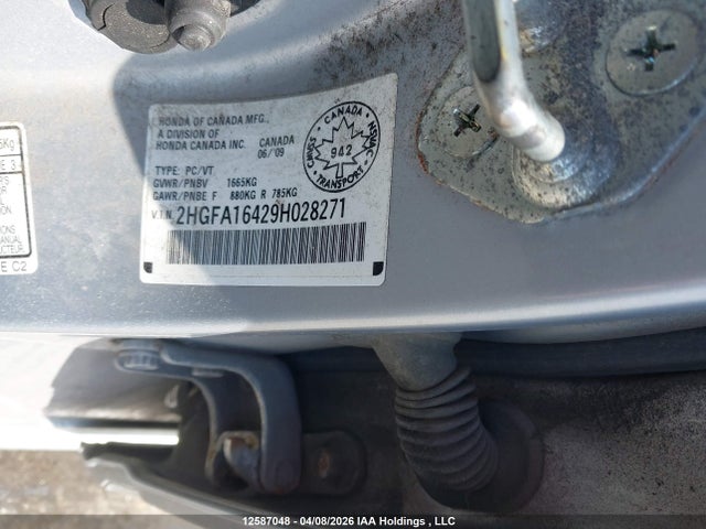 Aukcja sprzedaży 2009 Honda Civic Dx-g, vin: 2HGFA16429H028271, numer aukcji: 12587048