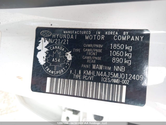 KMHLN4AJ5MU012409 Hyundai Elantra Hybrid Ultimate