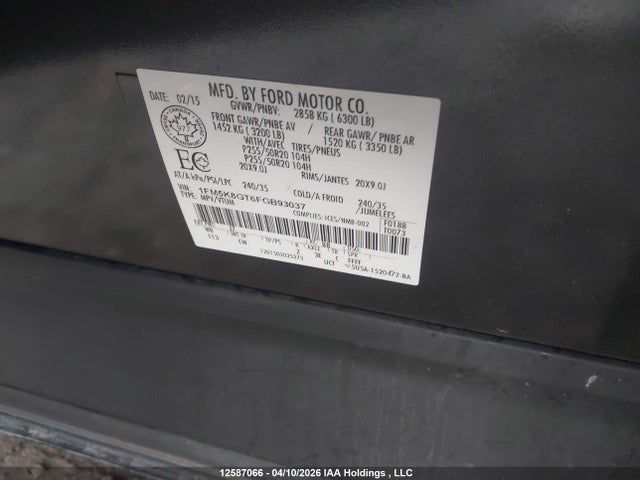 1FM5K8GT6FGB93037 Ford EXPLORER SPORT