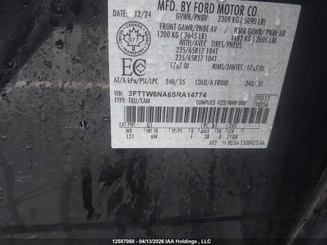 Продажа на аукционе авто 2025 Ford Maverick Tremor, vin: 3FTTW8NA6SRA14774, номер лота: 12587080