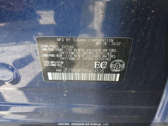 Aukcja sprzedaży 2023 Subaru Forester Sport, vin: JF2SKEHC8PH414526, numer aukcji: 12587089
