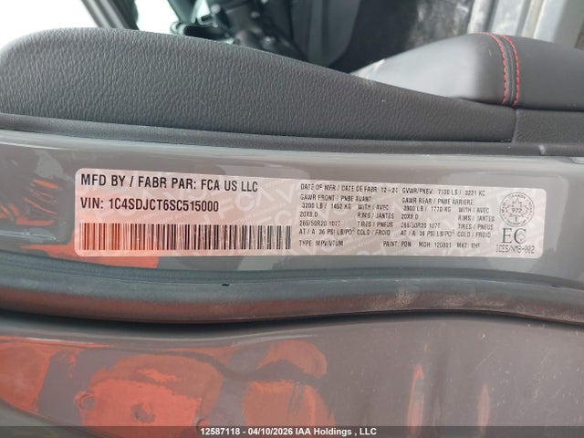 Продажа на аукционе авто 2025 Dodge Durango R/t, vin: 1C4SDJCT6SC515000, номер лота: 12587118