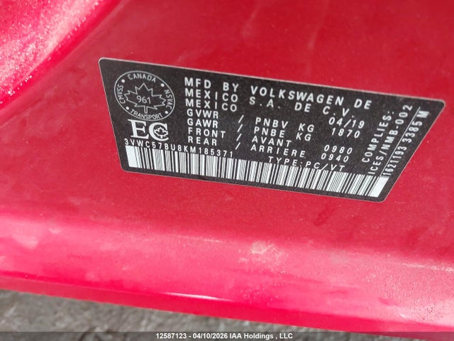3VWC57BU8KM185371 Volkswagen Jetta S/se/r-line