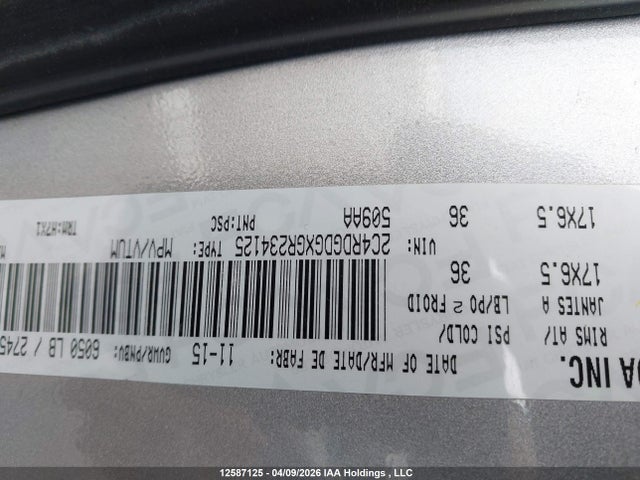 2C4RDGDGXGR234125 Dodge Grand Caravan Crew