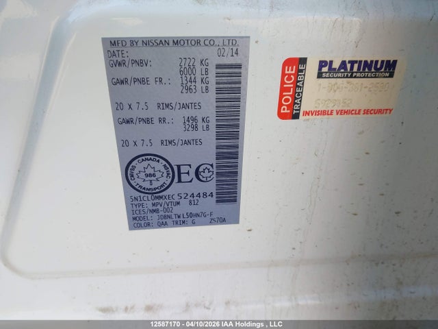 5N1CL0MMXEC524484 Infiniti Qx60 Hybrid Premium