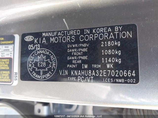 Aukcja sprzedaży 2014 Kia Rondo, vin: KNAHU8A32E7020664, numer aukcji: 12587217