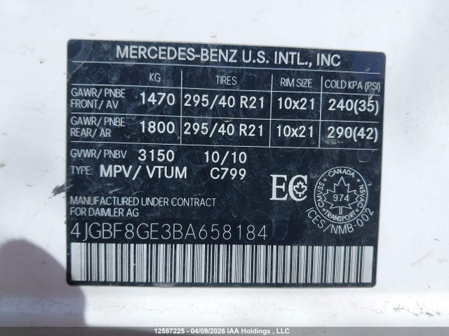 Продажа на аукционе авто 2011 Mercedes-benz Gl 550 4matic, vin: 4JGBF8GE3BA658184, номер лота: 12587225
