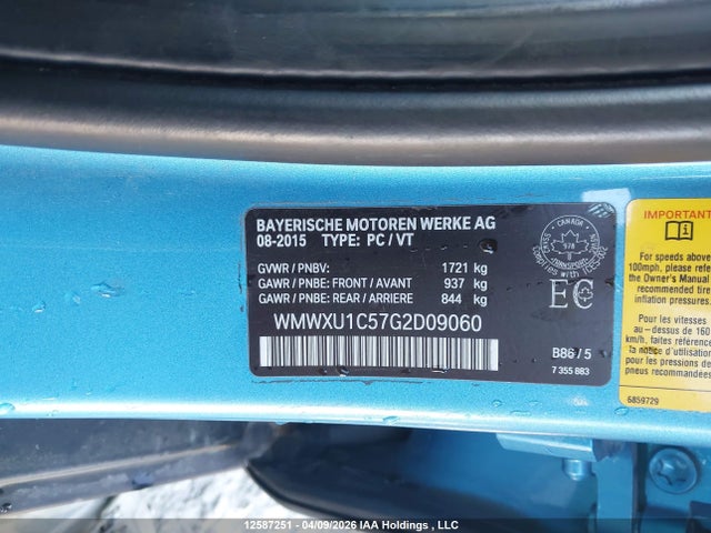 WMWXU1C57G2D09060 Mini Cooper