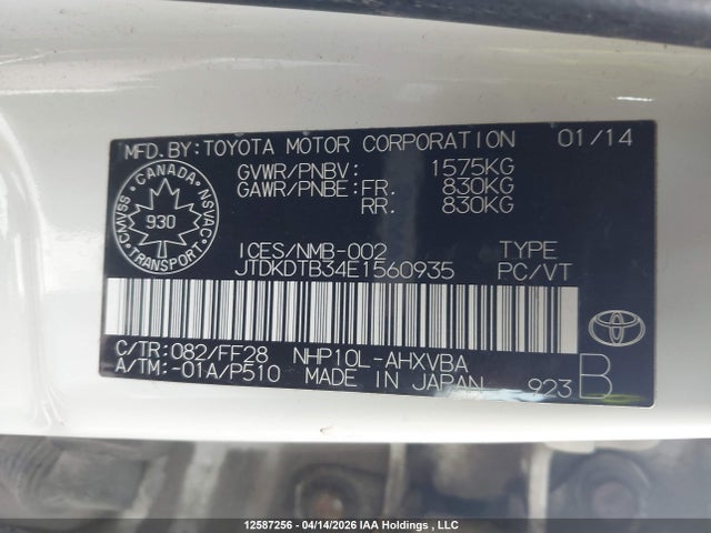 JTDKDTB34E1560935 Toyota Prius