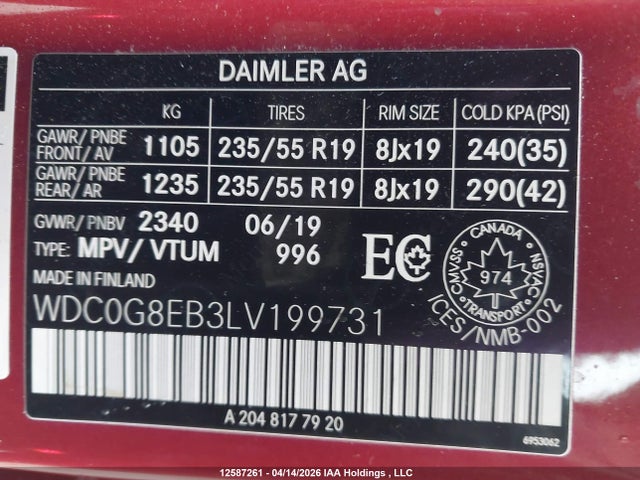 WDC0G8EB3LV199731 Mercedes-Benz Glc 300 4matic