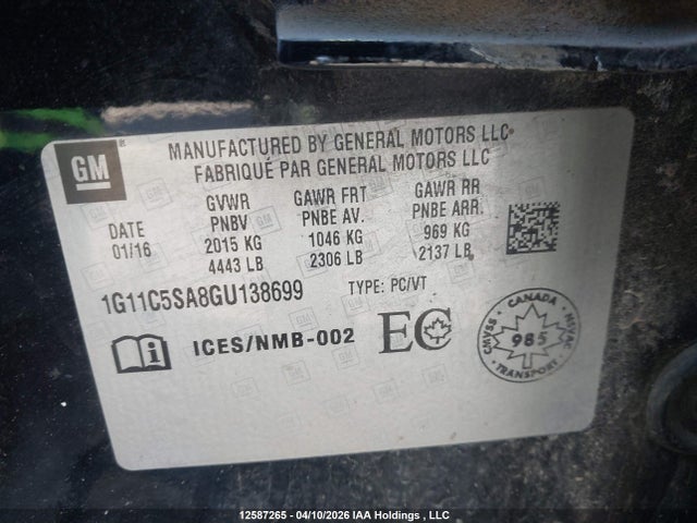 1G11C5SA8GU138699 Chevrolet Malibu Limited Lt