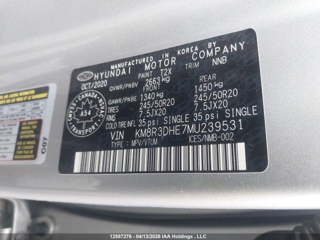 KM8R3DHE7MU239531 Hyundai Palisade Sel