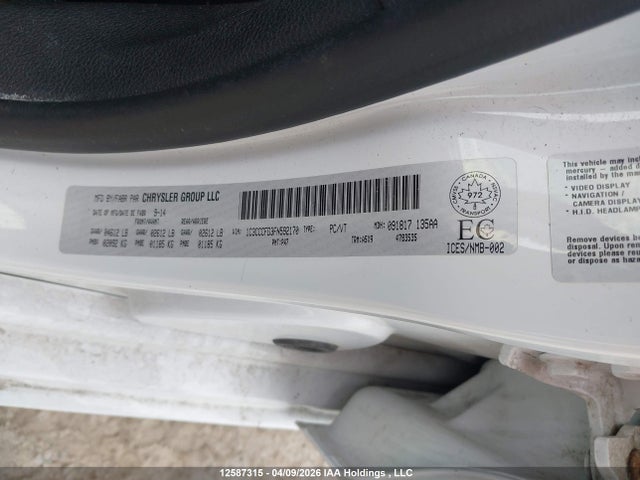 Продажа на аукционе авто 2015 Chrysler 200 Lx, vin: 1C3CCCFB3FN592170, номер лота: 12587315