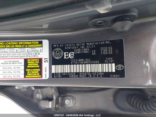 4T1G11AK8MU555080 Toyota CAMRY SE