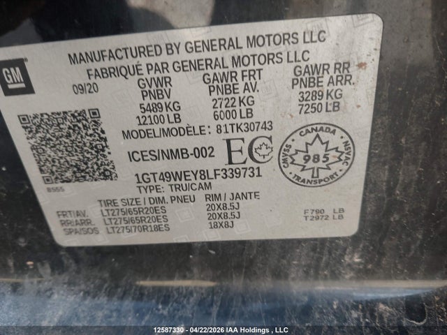 GMC Sierra 3500hd Denali 2020 1GT49WEY8LF339731 Image 9