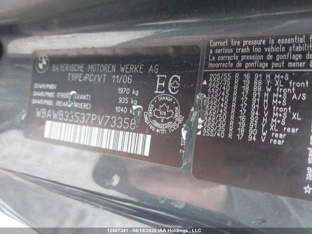 Aukcja sprzedaży 2007 Bmw 328i, vin: WBAWB33537PV73356, numer aukcji: 12587341