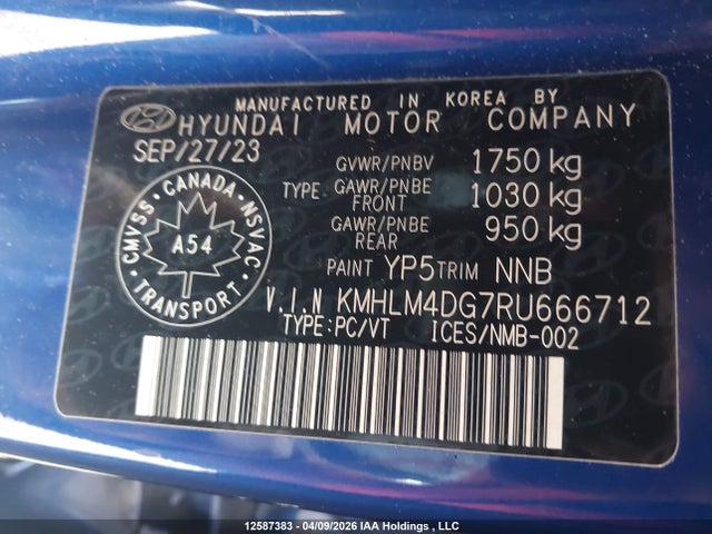 KMHLM4DG7RU666712 Hyundai ELANTRA SEL