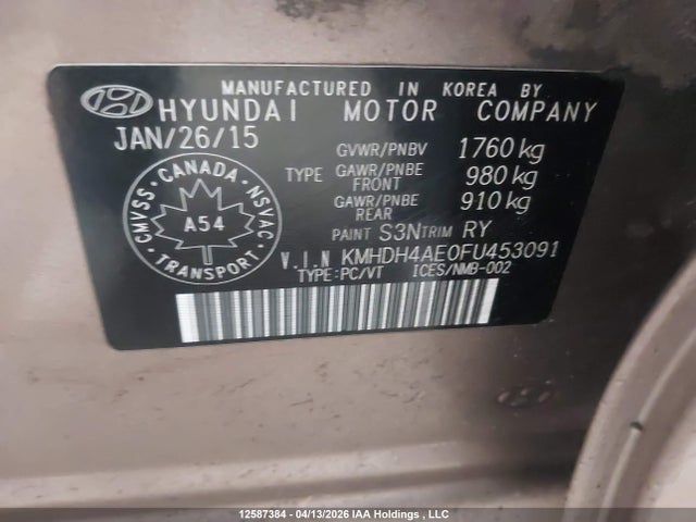 Продаж на аукціоні авто 2015 Hyundai Elantra Se/sport/limited, vin: KMHDH4AE0FU453091, номер лоту: 12587384