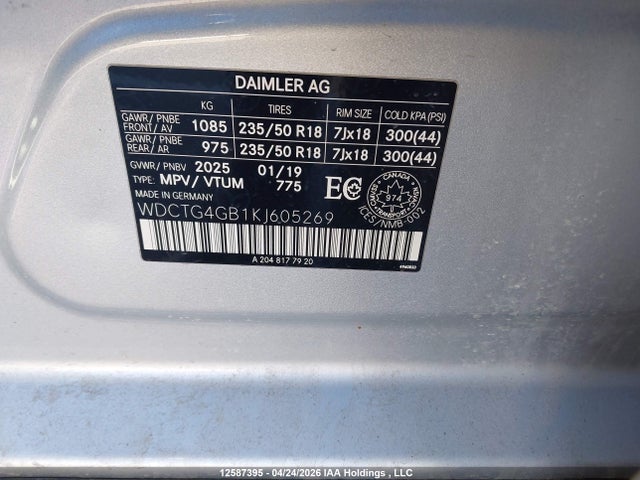 WDCTG4GB1KJ605269 Mercedes-Benz Gla 250 4matic